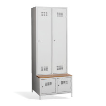 #03 MAXI 2 PLUS – 2+2-dveřová šatní skříň s přepážkou, zabudovanou lavicí a skříněmi na obuv