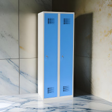 #02 STANDARD 2 BLUE │ 2-dveřová kovová šatní skříň modrá, 1800/600/500 mm