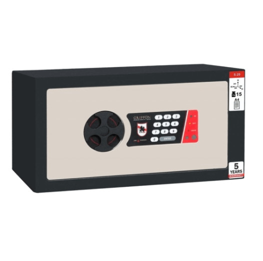 #17 MINISAFE S20 ELECTRO – Bezpečnostní schránka černo-bílá, 380 x 200 x 260 mm