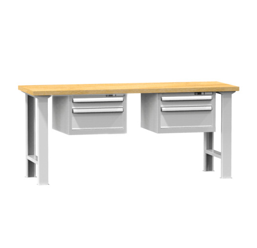 #29 HARDWORK D2D2W - Pracovní stůl se dvěma zásuvkami na obou stranách, 2000 mm, s nosností do 800 kg